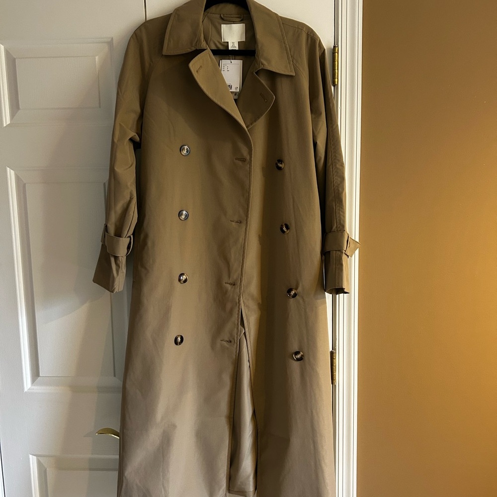 H&M Elegant Brown Double-Breasted Trench Coat